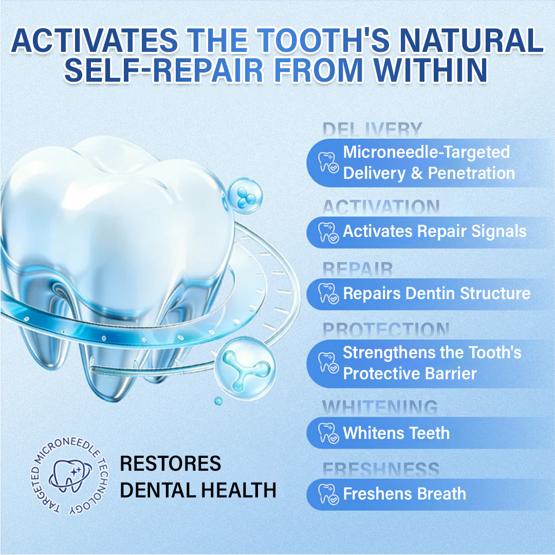 Your Smile🦷Tooth & Gum Repair Fast-Dissolving Microneedle Patch✨ (𝟓-𝐢𝐧-𝟏 💎 𝐑𝐞𝐛𝐮𝐢𝐥𝐝 𝐄𝐧𝐚𝐦𝐞𝐥 & 𝐃𝐞𝐧𝐭𝐢𝐧 • 𝐒𝐭𝐫𝐞𝐧𝐠𝐭𝐡𝐞𝐧 𝐆𝐮𝐦𝐬 • 𝐄𝐫𝐚𝐝𝐢𝐜𝐚𝐭𝐞 𝐓𝐚𝐫𝐭𝐚𝐫 & 𝐎𝐝𝐨𝐫 • 𝐖𝐡𝐢𝐭𝐞𝐧𝐢𝐧𝐠 • 𝐒𝐭𝐨𝐩 𝐓𝐨𝐨𝐭𝐡 𝐒𝐞𝐧𝐬𝐢𝐭𝐢𝐯𝐢𝐭𝐲)