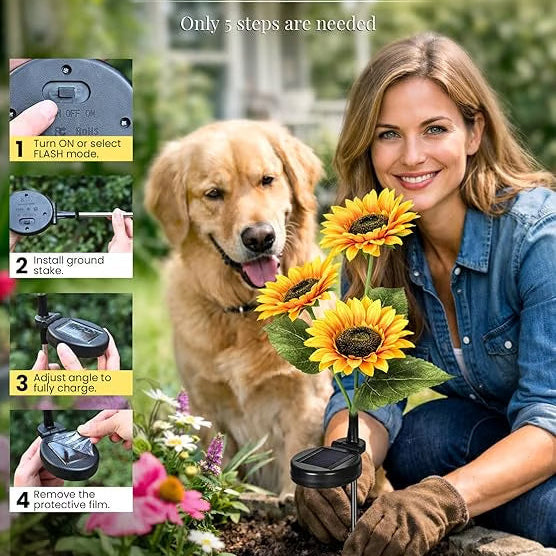 Limited-Time Offer: LuminaBloom™ Solar Sunflower Garden Lights – Only $9.99
