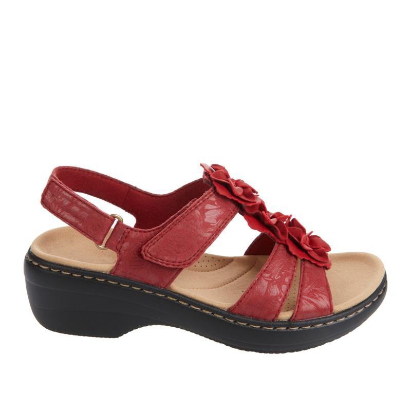 Mature Women Flowers Sandals Summer Velcro Wedges Shoes