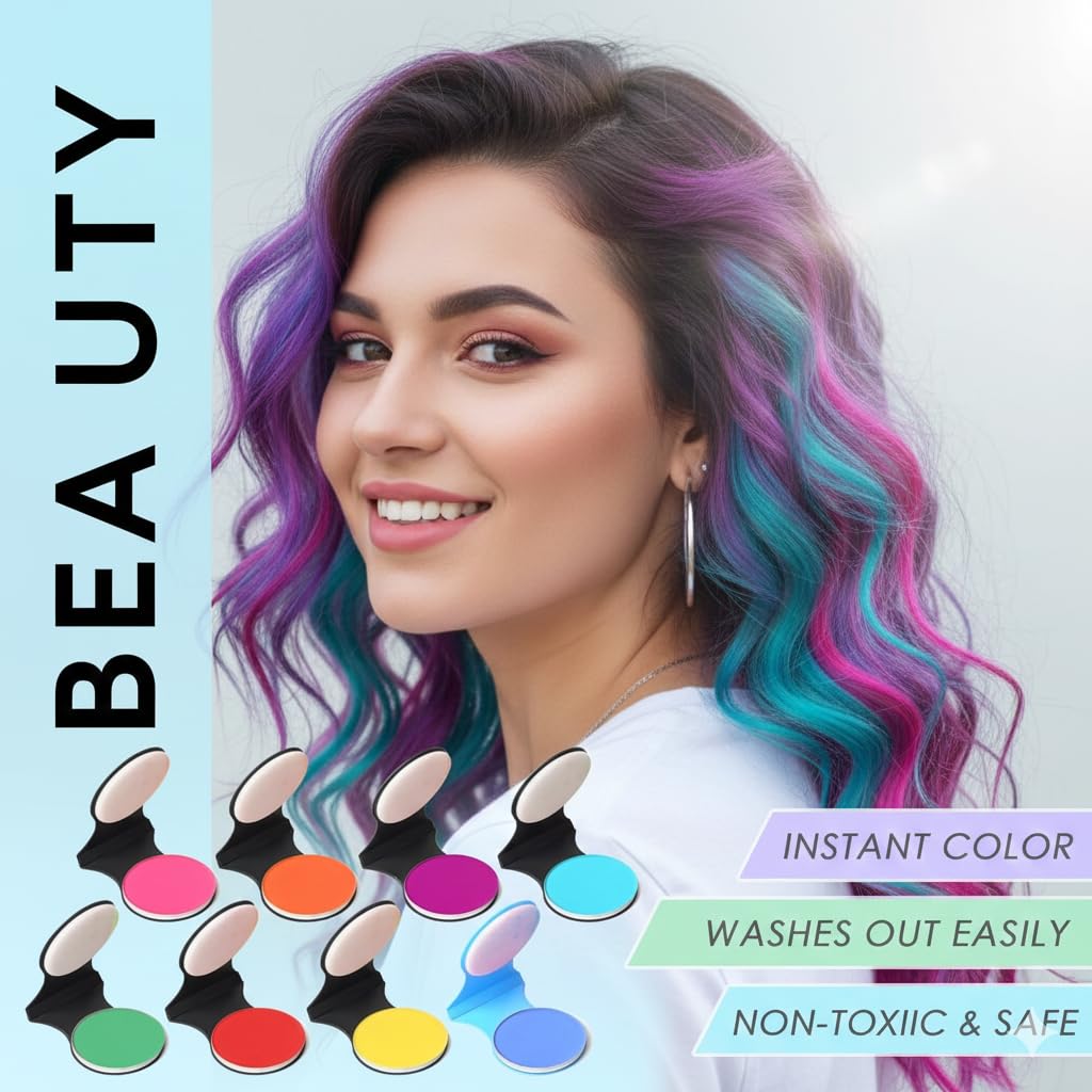 8 Colors Shimmer Hair Chalk for Girls & Adults