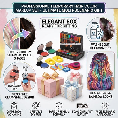 8 Colors Shimmer Hair Chalk for Girls & Adults