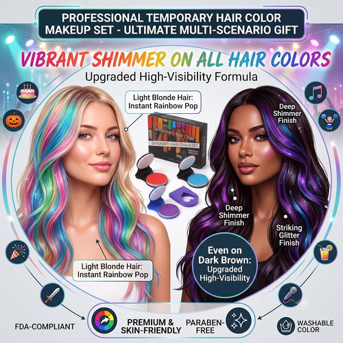8 Colors Shimmer Hair Chalk for Girls & Adults