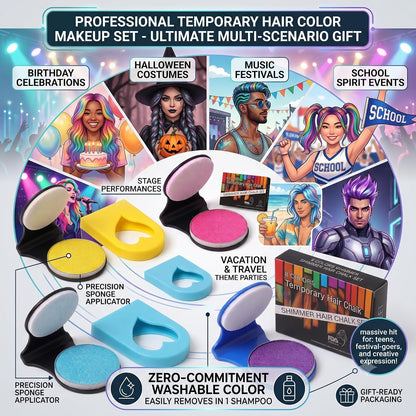 8 Colors Shimmer Hair Chalk for Girls & Adults